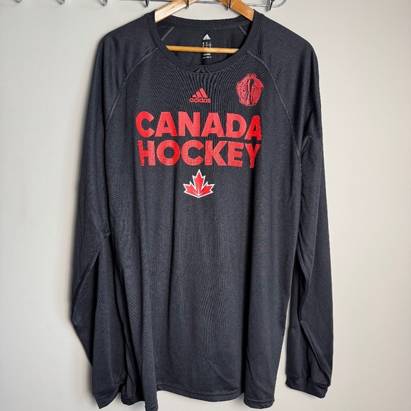 World Cup of Hockey 2016 Men's Adidas Performance Long‎ Sleeve T-Shirt Black XL - Picture 1 of 13